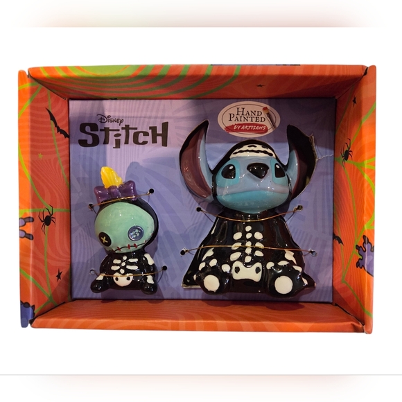Disney Other - Disney Stitch Skeleton Salt & Pepper Shakers - Black and Blue NEW